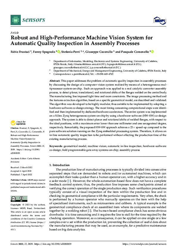 (PDF) Robust and High-Performance Machine Vision System for Automatic ...