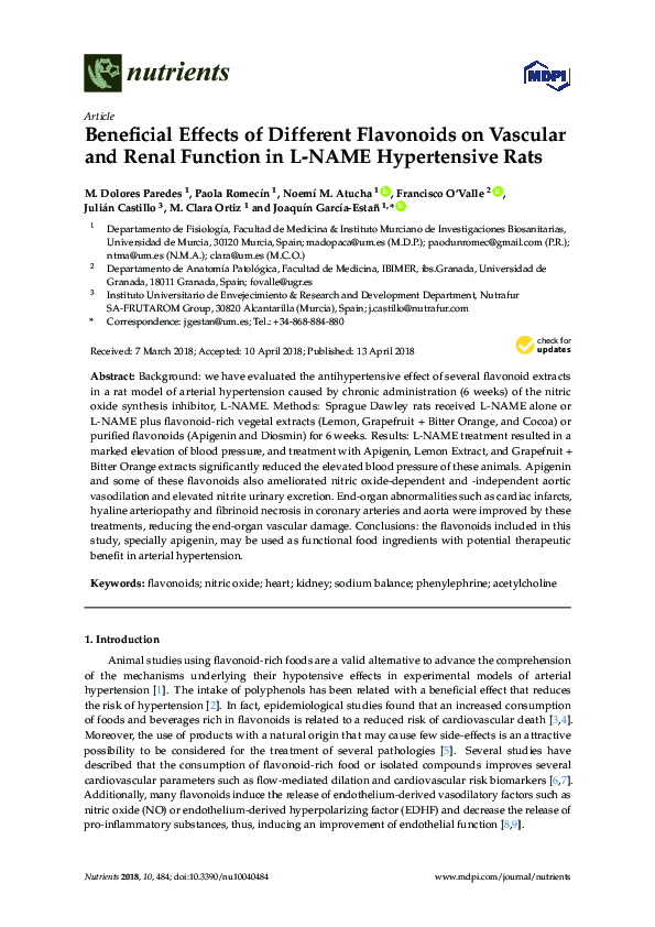 (PDF) Beneficial effects of different flavonoids, on functional ...