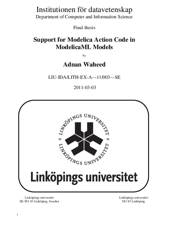 (PDF) Support for Modelica Action Code in ModelicaML Models