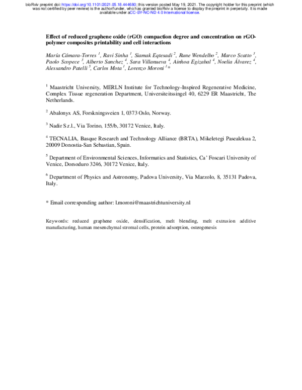 (PDF) Effect of reduced graphene oxide (rGO) compaction degree and ...