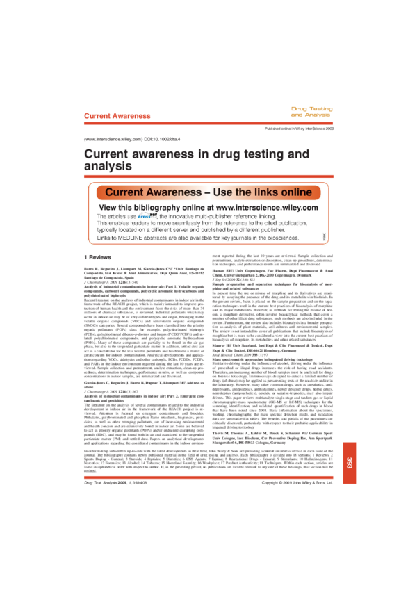 (PDF) Current Awareness in Drug Testing and Analysis | Vân Anh Trần ...