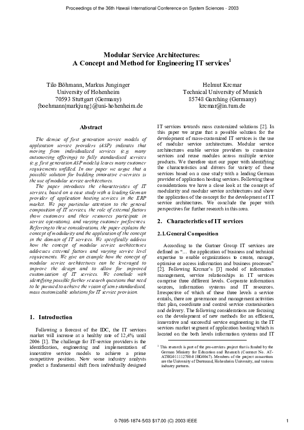 (PDF) Modular service architectures: a concept and method for ...