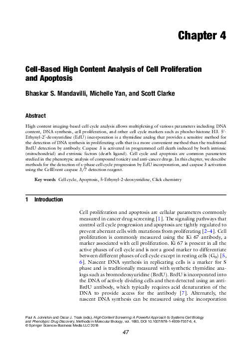 (PDF) Cell-Based High Content Analysis of Cell Proliferation and Apoptosis