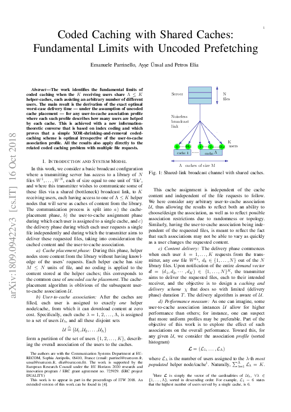(PDF) Coded Caching with Shared Caches: Fundamental Limits with Uncoded ...