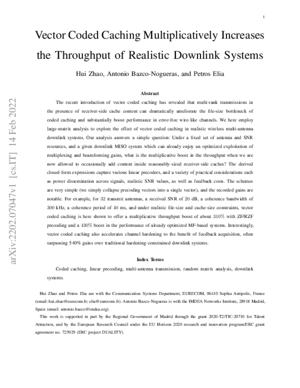 (PDF) Vector Coded Caching Multiplicatively Boosts the Throughput of ...