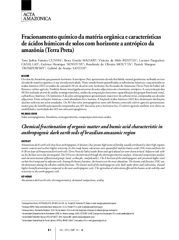 (PDF) Chemical fractionation of organic matter and humic acid ...