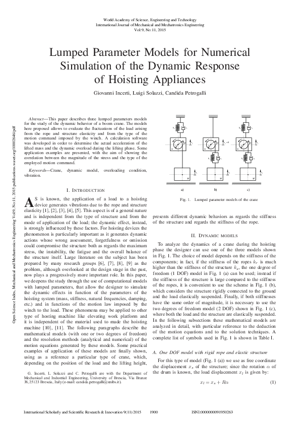 (PDF) Lumped Parameter Models For Numerical Simulation Of The Dynamic ...