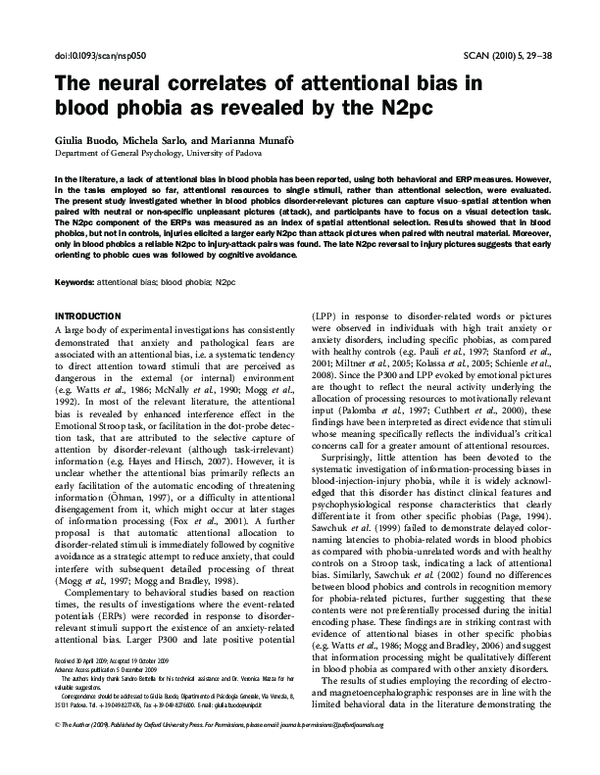 (PDF) The neural correlates of attentional bias in blood phobia as ...