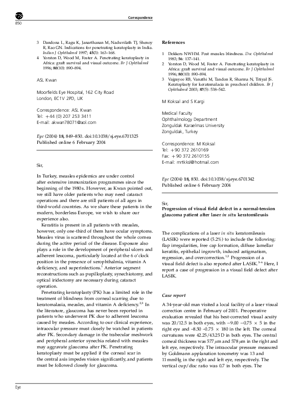(PDF) Progression of visual field defect in a normal-tension glaucoma ...