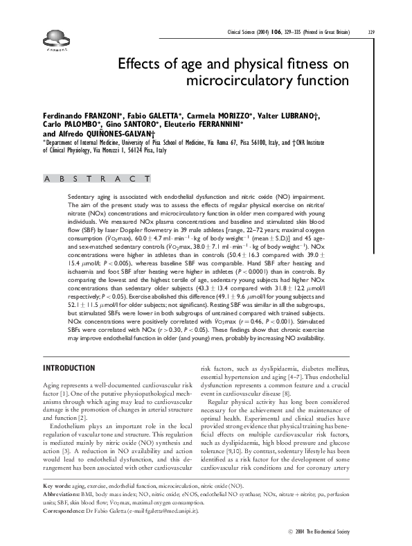 (PDF) Effects of age and physical fitness on microcirculatory function