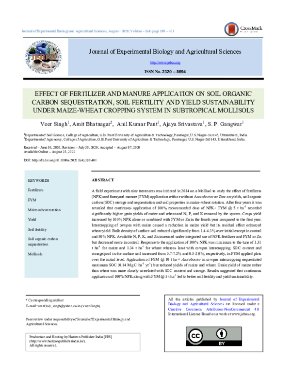 (PDF) Effect of Fertilizer and Manure Application on Soil Organic ...