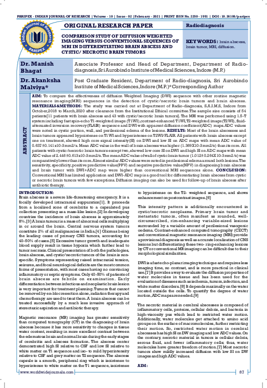 (PDF) Comparison Study of Diffusion Weighted Imaging Versus ...