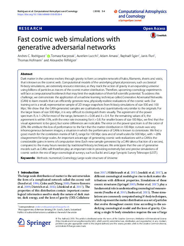 (PDF) Fast cosmic web simulations with generative adversarial networks