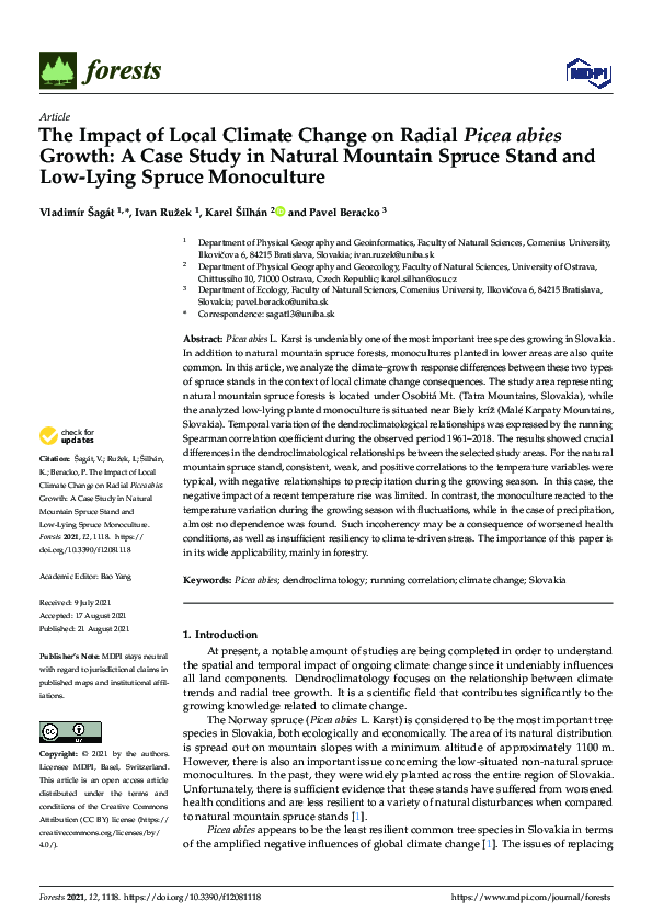 (PDF) The Impact of Local Climate Change on Radial Picea abies Growth ...