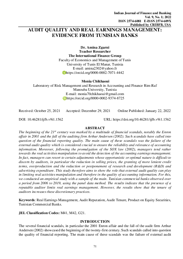 (PDF) Audit quality and real earnings management: evidence from the UK ...