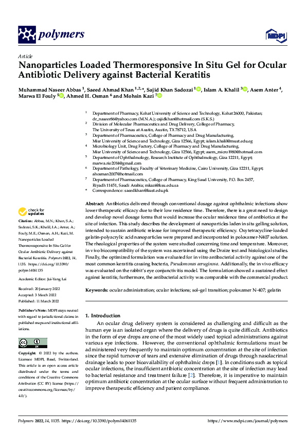 (PDF) Nanoparticles Loaded Thermoresponsive In Situ Gel for Ocular ...