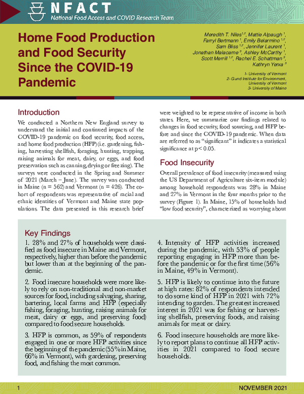 (PDF) Home Food Production and Food Security Since the COVID-19 Pandemic