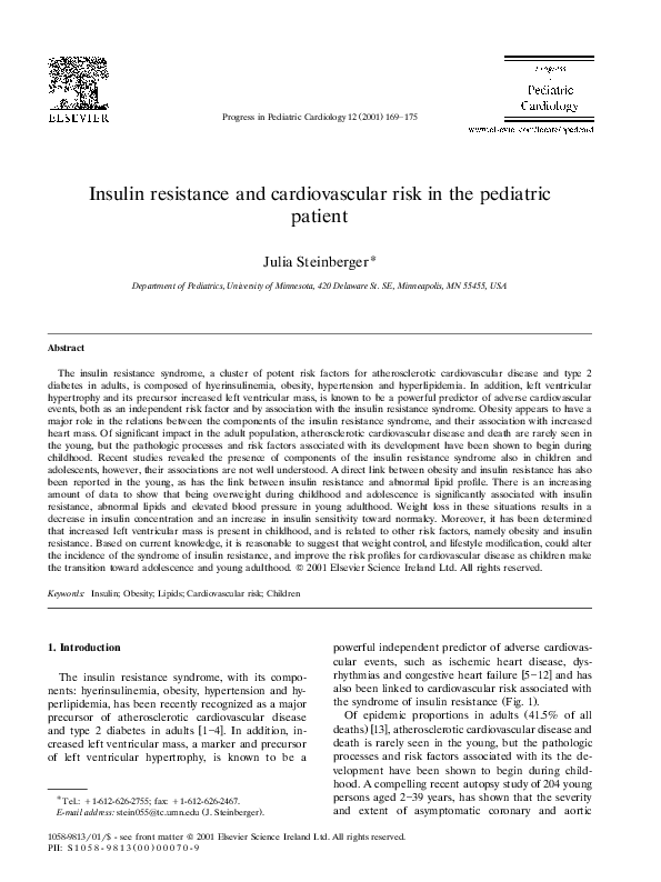 (PDF) Insulin resistance and cardiovascular risk in the pediatric patient