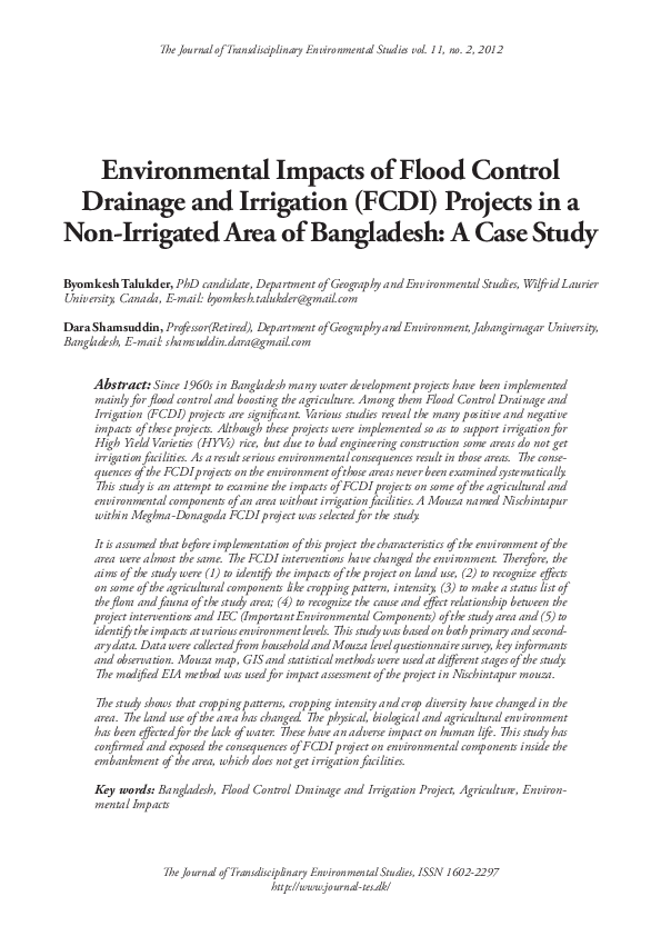 (PDF) Environmental Impacts of Flood Control Drainage and Irrigation ...