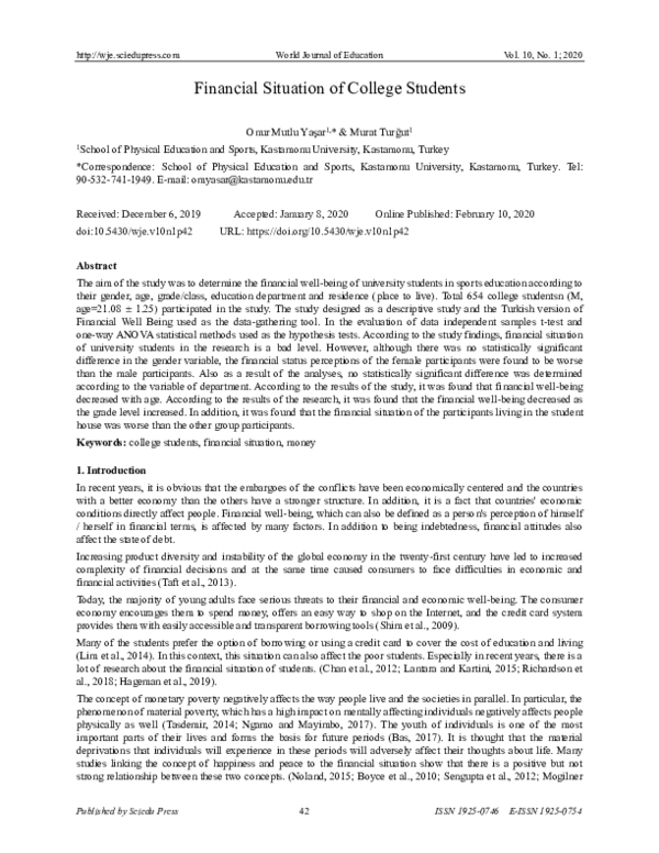(PDF) Financial Situation of College Students