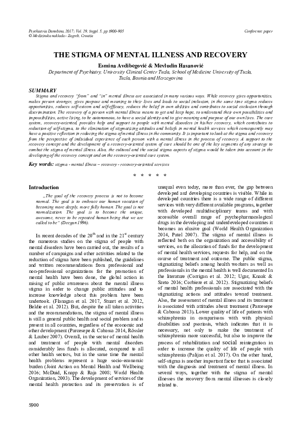 (PDF) The Stigma of Mental Illness and Recovery
