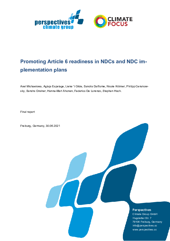 (PDF) Promoting Article 6 readiness in NDCs and NDC implementation plans