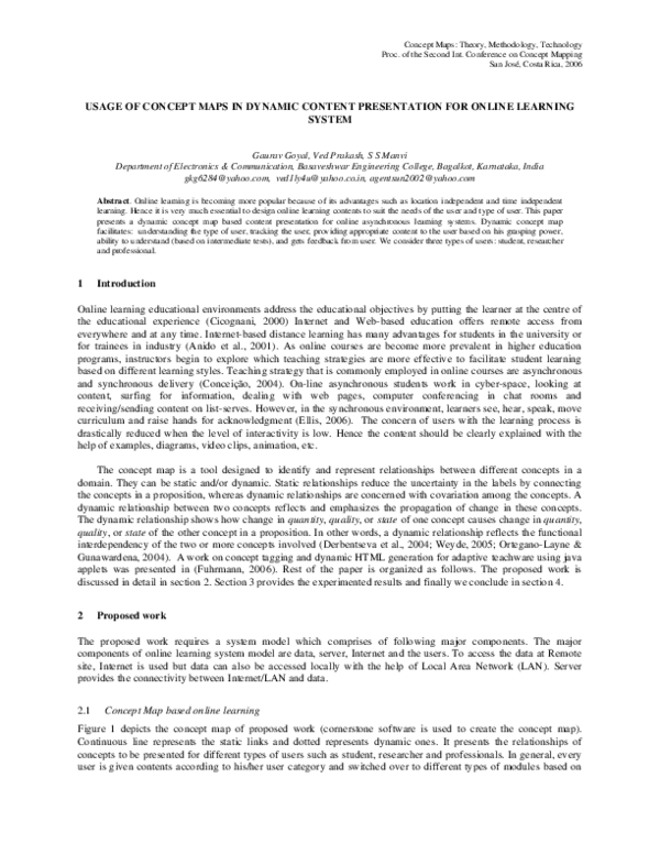 Usage of Concept Maps in Dynamic Content Presentation for Online Learning System