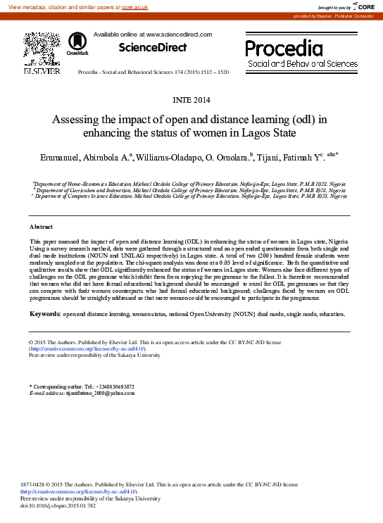 (PDF) Assessing the Impact of Open and Distance Learning (odl) in ...