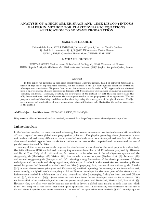 (PDF) Analysis of a high-order space and time discontinuous Galerkin ...