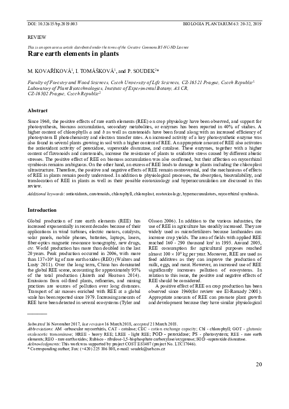 (PDF) Chapter 4 Rare Earth Elements and Plants