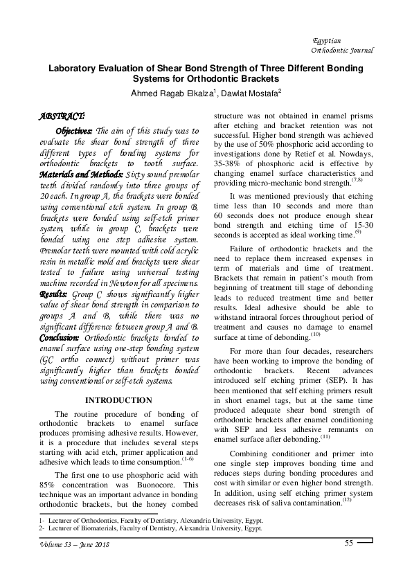 (PDF) Laboratory evaluation of shear bond strength of three different ...