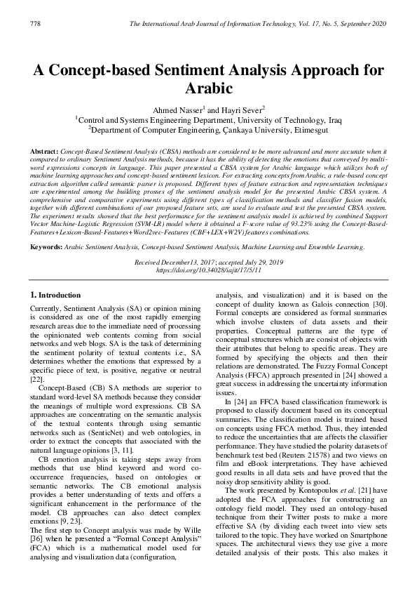 (PDF) A Concept-based Sentiment Analysis Approach for Arabic