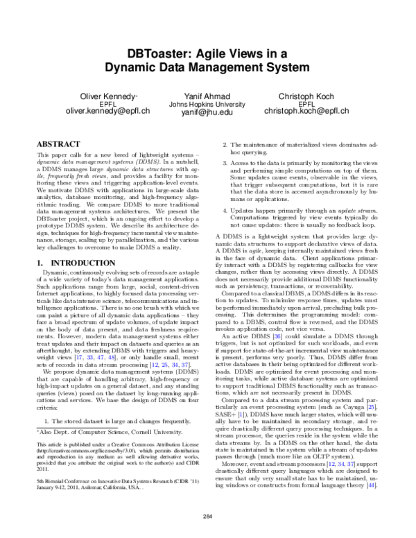 (PDF) Agile Views in a Dynamic Data Management System
