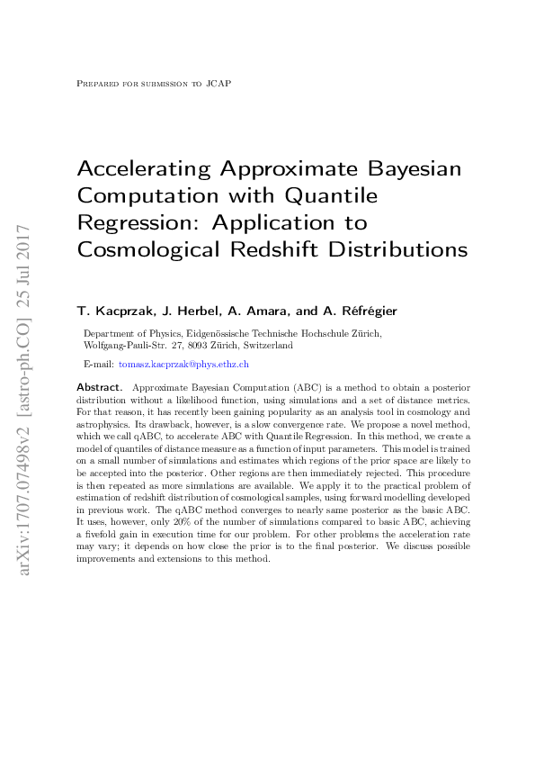 (PDF) Accelerating Approximate Bayesian Computation with Quantile ...
