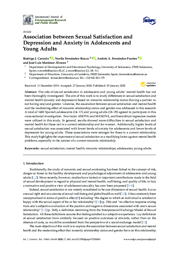 (PDF) Association between Sexual Satisfaction and Depression and ...