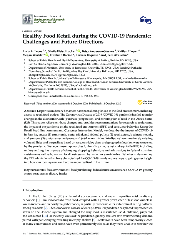 (PDF) Healthy Food Retail during the COVID-19 Pandemic: Challenges and ...