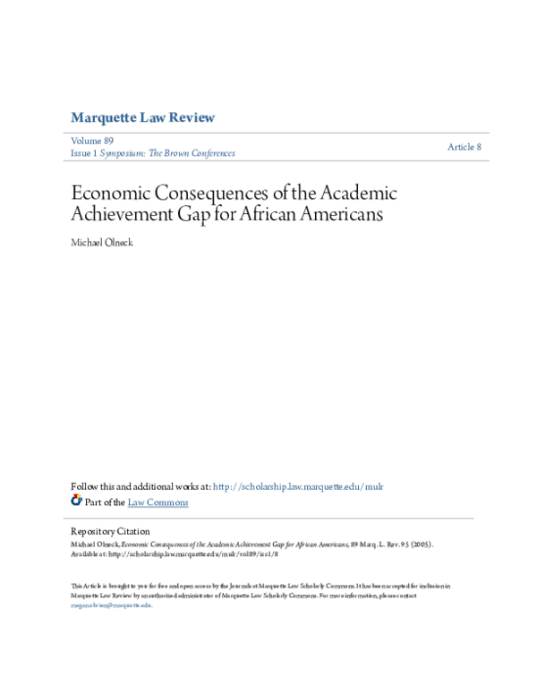 (PDF) Economic Consequences of the Academic Achievement Gap for African ...
