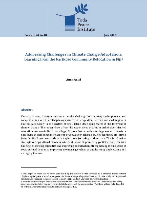(PDF) Addressing Challenges in Climate Change Adaptation: Learning from ...