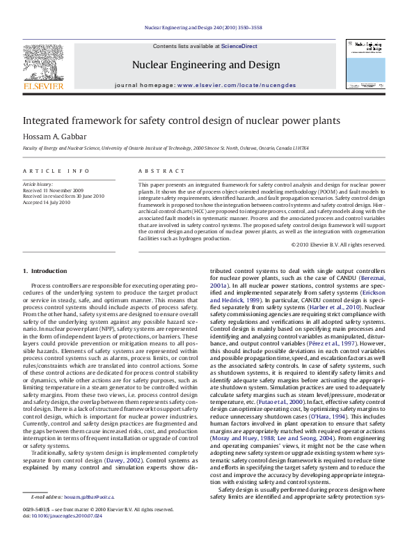 (PDF) Integrated framework for safety control design of nuclear power ...