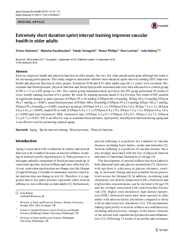 (PDF) Extremely short duration sprint interval training improves ...