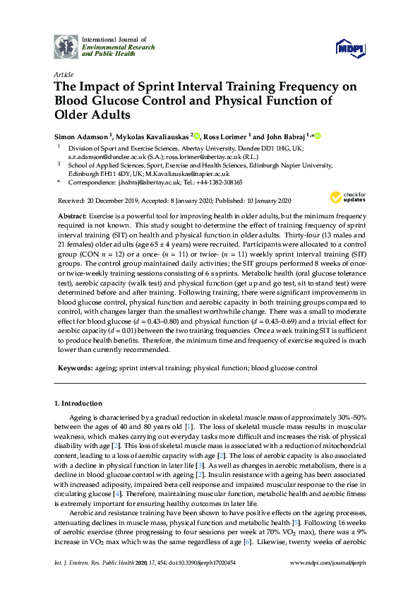 (PDF) The Impact of Sprint Interval Training Frequency on Blood Glucose ...