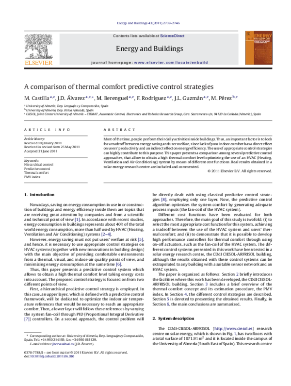 (PDF) A comparison of thermal comfort predictive control strategies