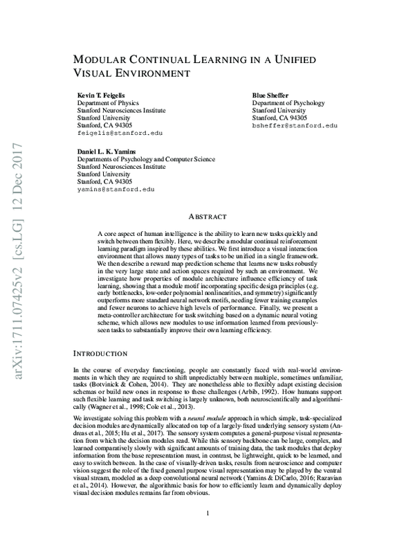 (PDF) Modular Continual Learning in a Unified Visual Environment