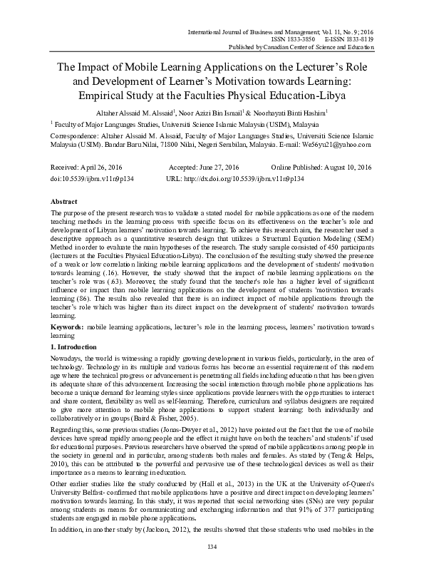 (PDF) The Impact of Mobile Learning Applications on the Lecturer’s Role ...