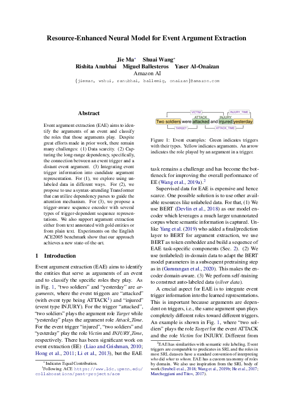 (PDF) Resource-Enhanced Neural Model for Event Argument Extraction