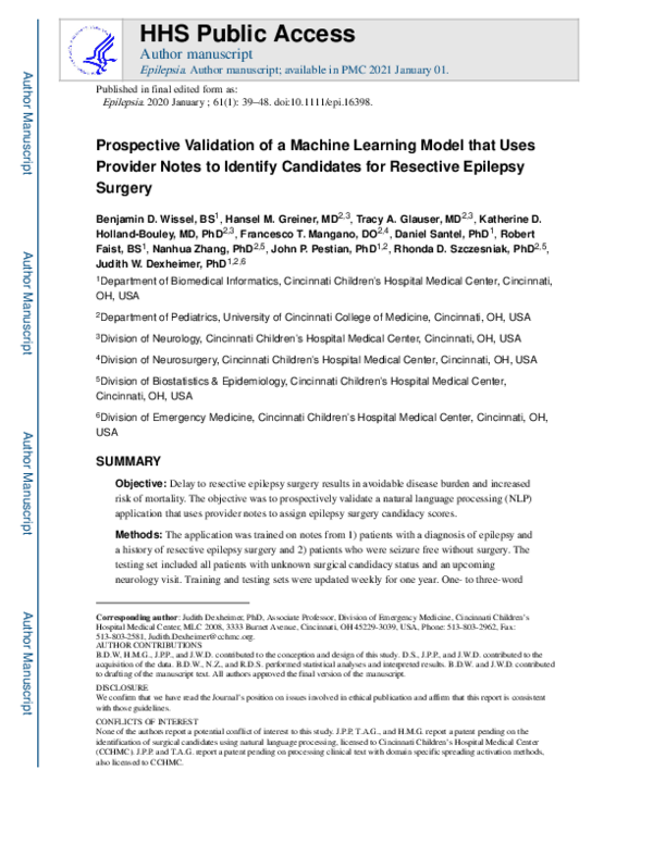 (PDF) Prospective validation of a machine learning model that uses ...