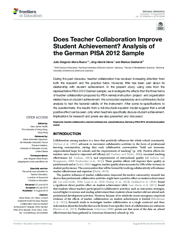 (PDF) Does Teacher Collaboration Improve Student Achievement? Analysis ...