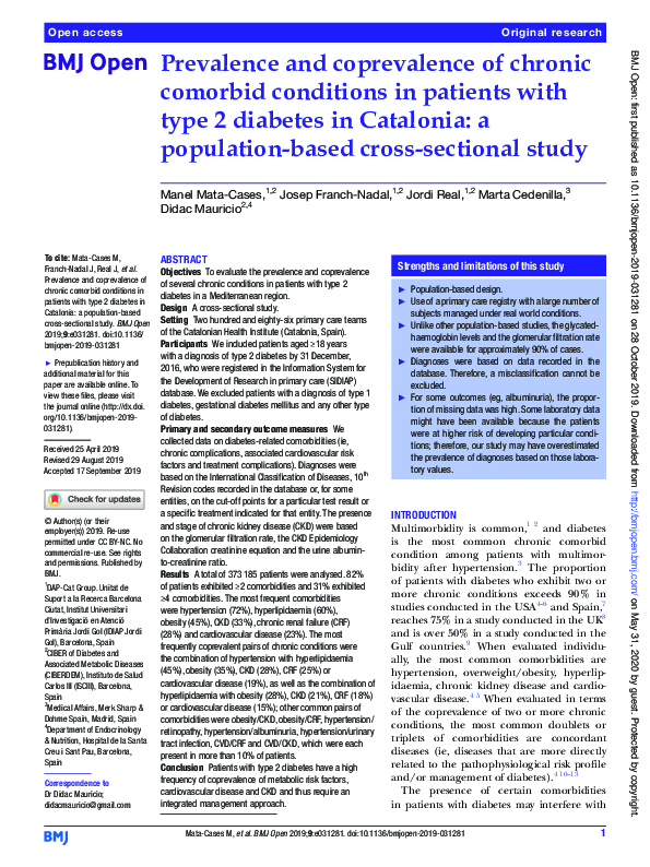 Image showcasing (PDF) Prevalence and coprevalence of chronic comorbid conditions in ...