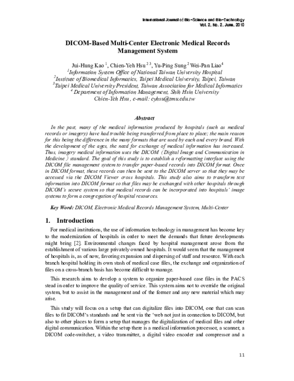 (PDF) DICOM-Based Multi-Center Electronic Medical Records Management ...
