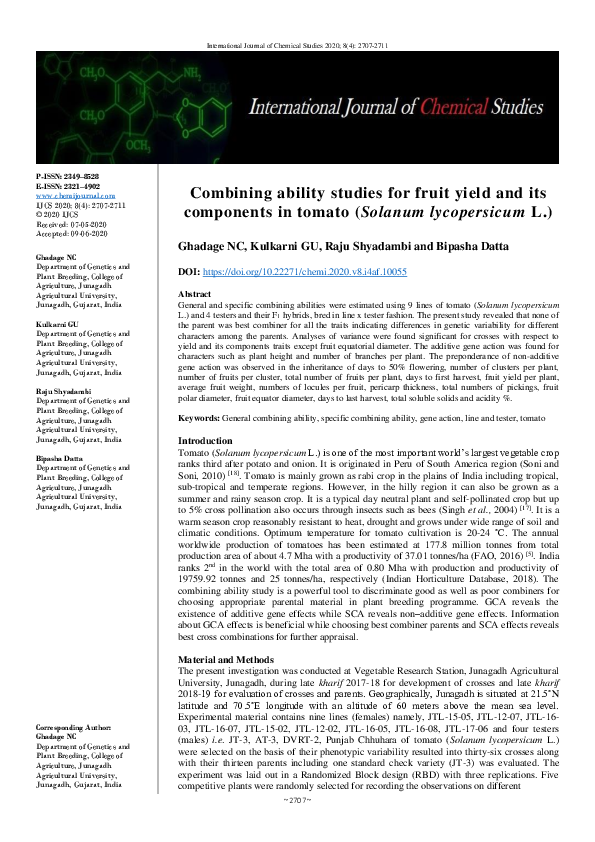 (PDF) Combining ability studies for fruit yield and its components in ...